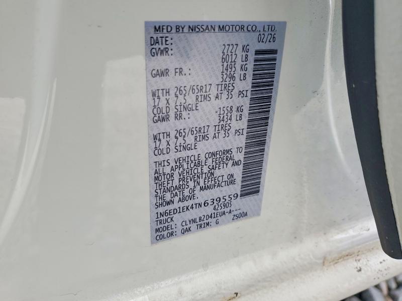 Продаж на аукціоні авто 2026 Nissan Frontier, vin: 1N6ED1EK4TN639559, номер лоту: 65691846