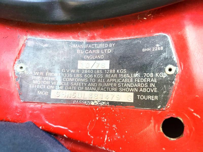 Продажа на аукционе авто 1979 Mgb Mgb Mk Iv, vin: GHN5UL481479, номер лота: 64899576