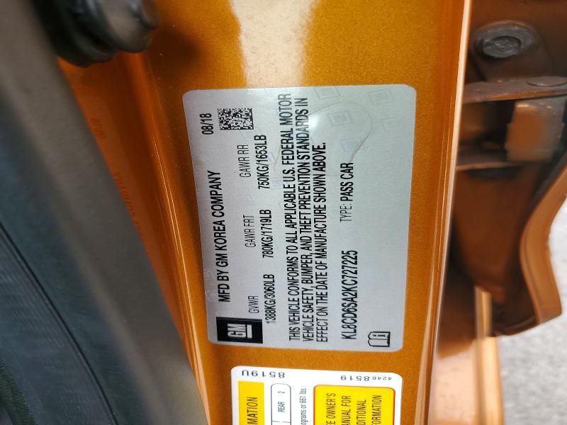 Продажа на аукционе авто 2019 Chevrolet Spark, vin: KL8CD6SA2KC727225, номер лота: 64939336