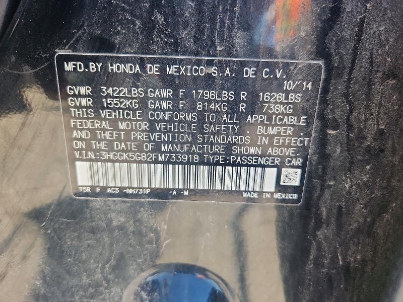 63858196 :رقم المزاد ، 3HGGK5G82FM733918 vin ، 2015 Honda Fit مزاد بيع
