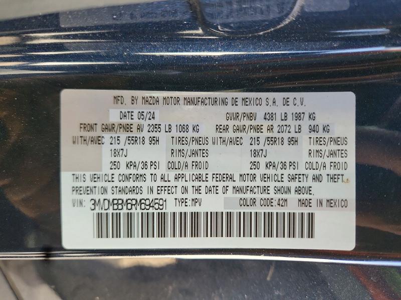 2024 Mazda Cx-30 მანქანა იყიდება აუქციონზე, vin: 3MVDMBBM6RM694591, აუქციონის ნომერი: 65459046