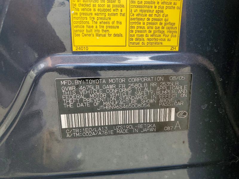 Aukcja sprzedaży 2006 Lexus Gs, vin: JTHBN96S465008054, numer aukcji: 67255616