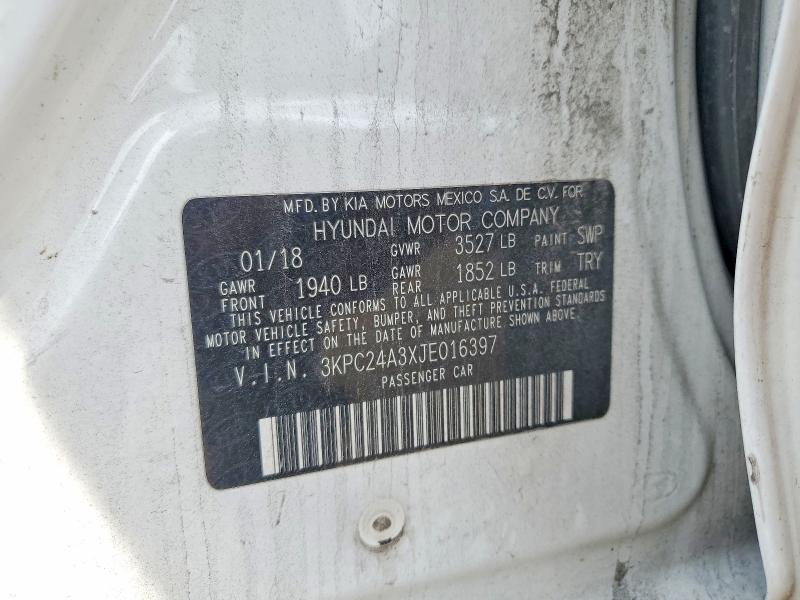 Продажа на аукционе авто 2018 Hyundai Accent, vin: 3KPC24A3XJE016397, номер лота: 65167406