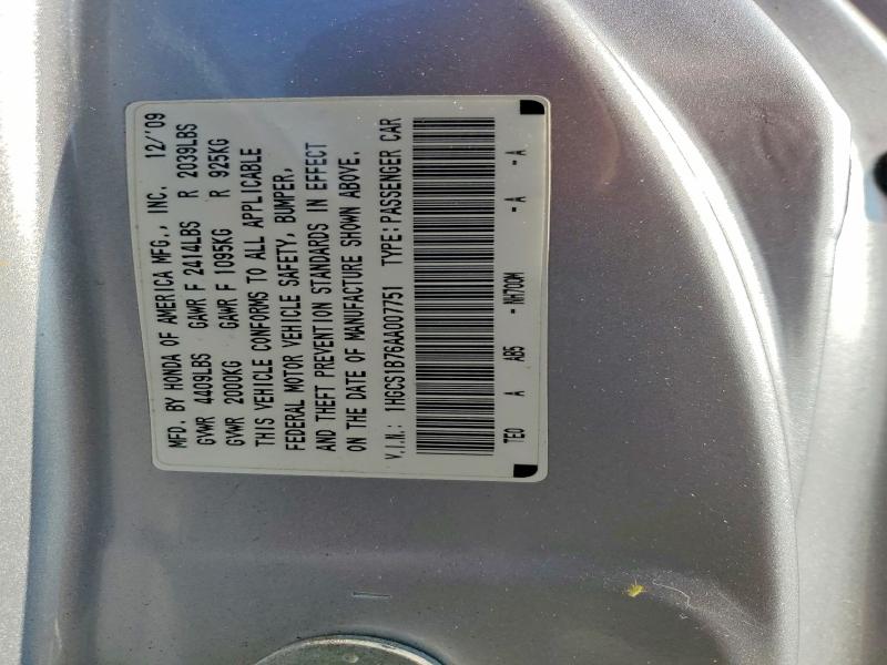 66248256 :رقم المزاد ، 1HGCS1B76AA007751 vin ، 2010 Honda Accord مزاد بيع