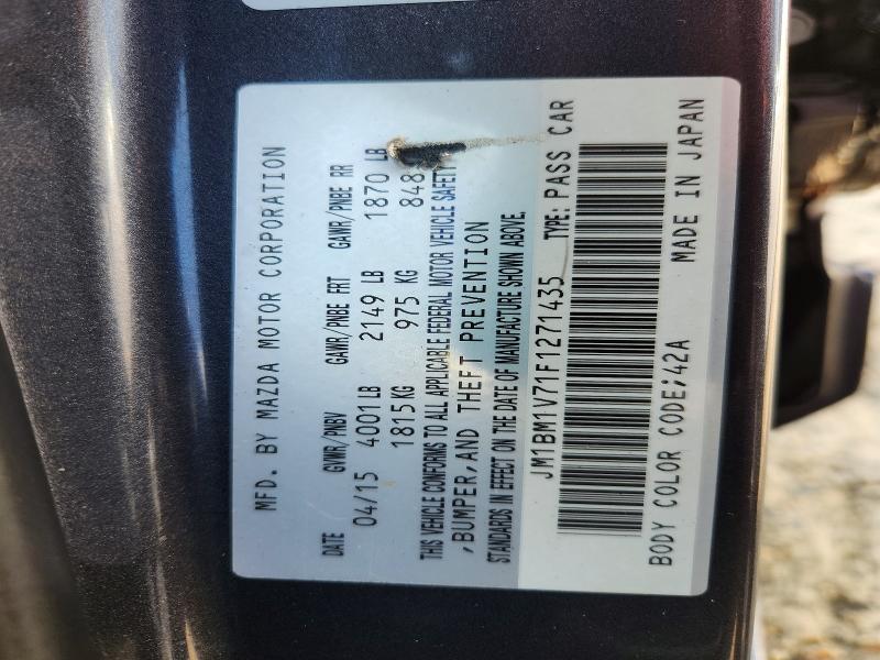 2015 Mazda 3 მანქანა იყიდება აუქციონზე, vin: JM1BM1V71F1271435, აუქციონის ნომერი: 64824436