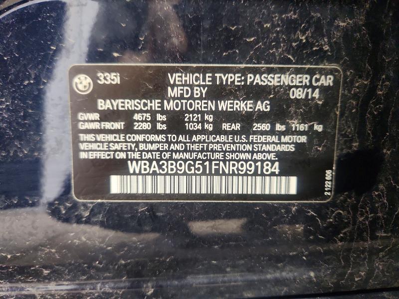 Aukcja sprzedaży 2015 Bmw 335, vin: WBA3B9G51FNR99184, numer aukcji: 66997036