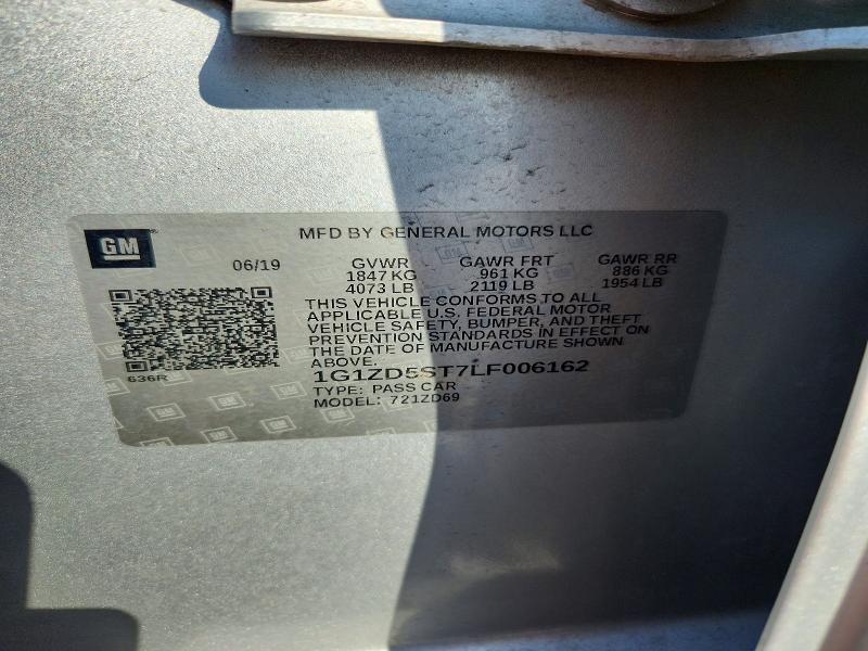 2020 Chevrolet Malibu მანქანა იყიდება აუქციონზე, vin: 1G1ZD5ST7LF006162, აუქციონის ნომერი: 65206406