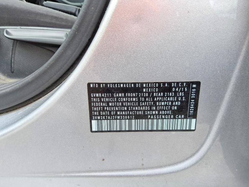 Продаж на аукціоні авто 2015 Volkswagen Jetta, vin: 3VW2K7AJ2FM336612, номер лоту: 66315806