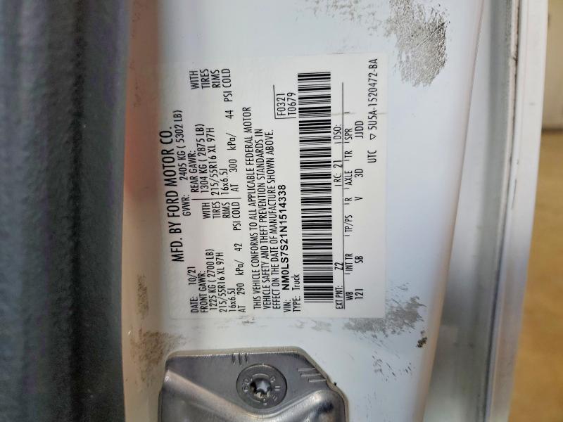 Aukcja sprzedaży 2022 Ford Transit Connect, vin: NM0LS7S21N1514338, numer aukcji: 66476256