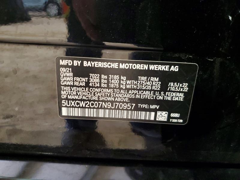 Aukcja sprzedaży 2022 Bmw X7, vin: 5UXCW2C07N9J70957, numer aukcji: 65862586