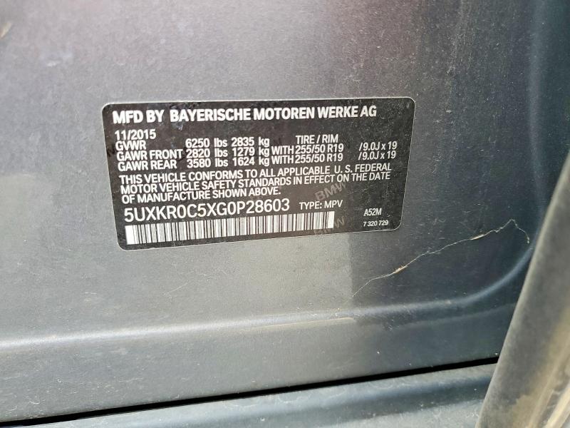 64682746 :رقم المزاد ، 5UXKR0C5XG0P28603 vin ، 2016 Bmw X5 مزاد بيع