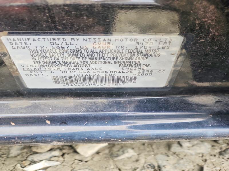 2016 Nissan Versa Note მანქანა იყიდება აუქციონზე, vin: 3N1CE2CP9GL407267, აუქციონის ნომერი: 65306816