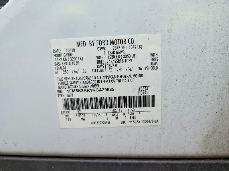 Aukcja sprzedaży 2019 Ford Explorer, vin: 1FM5K8AR1KGA29685, numer aukcji: 67362966