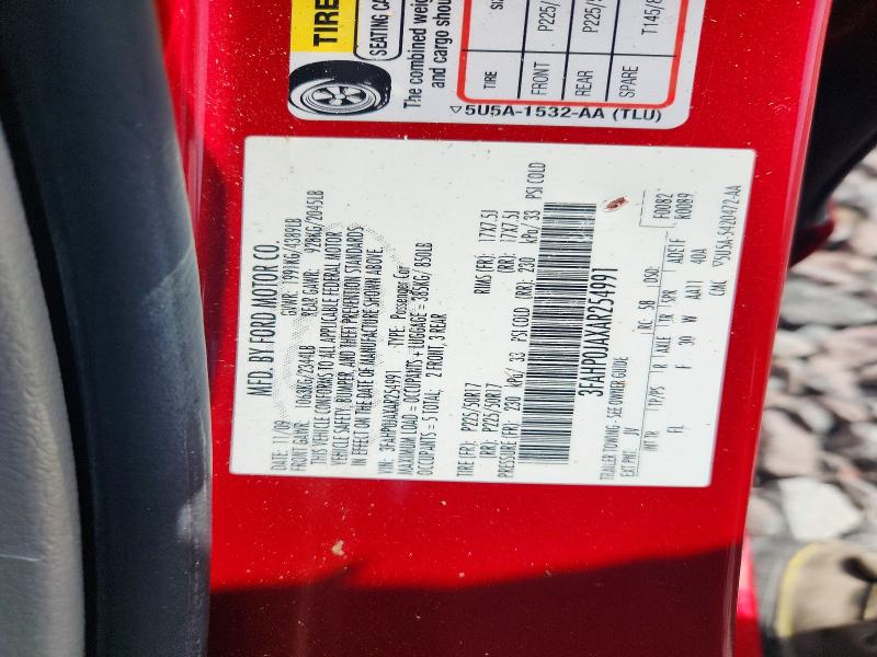 67186206 :رقم المزاد ، 3FAHP0JAXAR254991 vin ، 2010 Ford Fusion مزاد بيع