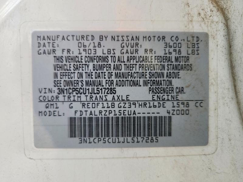 66627836 :رقم المزاد ، 3N1CP5CU1JL517285 vin ، 2018 Nissan Kicks مزاد بيع