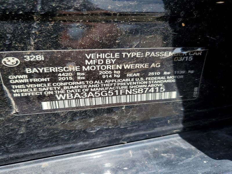 2015 Bmw 328 მანქანა იყიდება აუქციონზე, vin: WBA3A5G51FNS87415, აუქციონის ნომერი: 64635856
