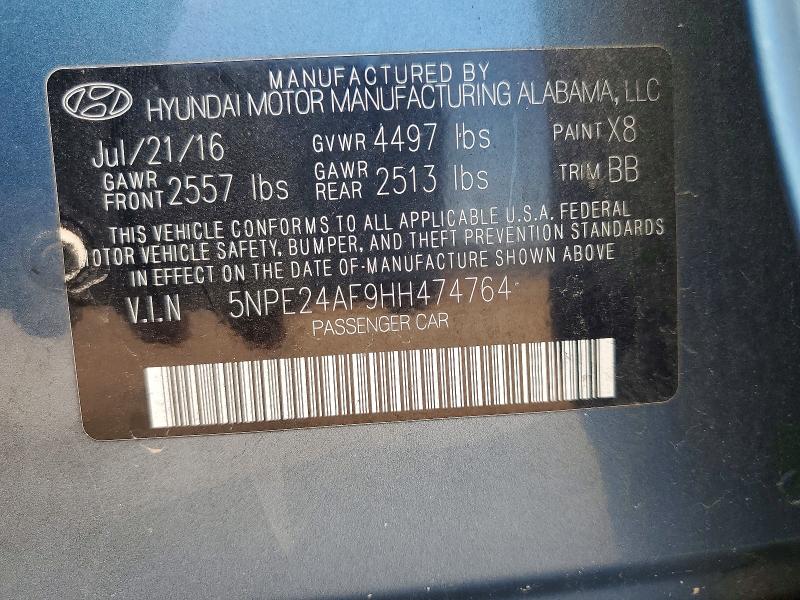 2017 Hyundai Sonata მანქანა იყიდება აუქციონზე, vin: 5NPE24AF9HH474764, აუქციონის ნომერი: 64668636