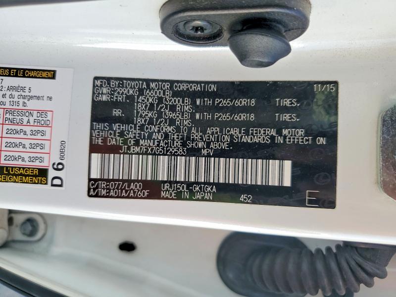 Продаж на аукціоні авто 2016 Lexus Gx, vin: JTJBM7FX7G5129583, номер лоту: 64207936