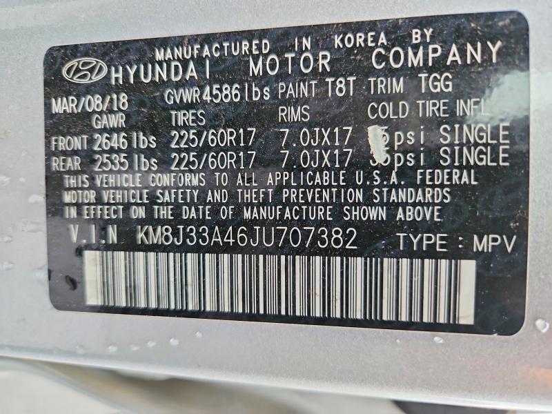 Aukcja sprzedaży 2018 Hyundai Tucson, vin: KM8J33A46JU707382, numer aukcji: 63576806