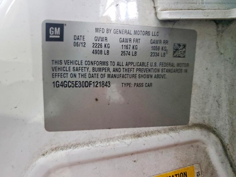 Aukcja sprzedaży 2013 Buick Lacrosse, vin: 1G4GC5E30DF121843, numer aukcji: 66640636