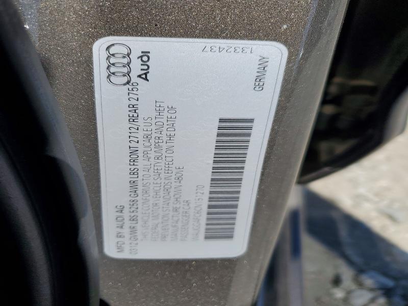 65855156 :رقم المزاد ، WAUGGAFC6CN151270 vin ، 2012 Audi A6 مزاد بيع