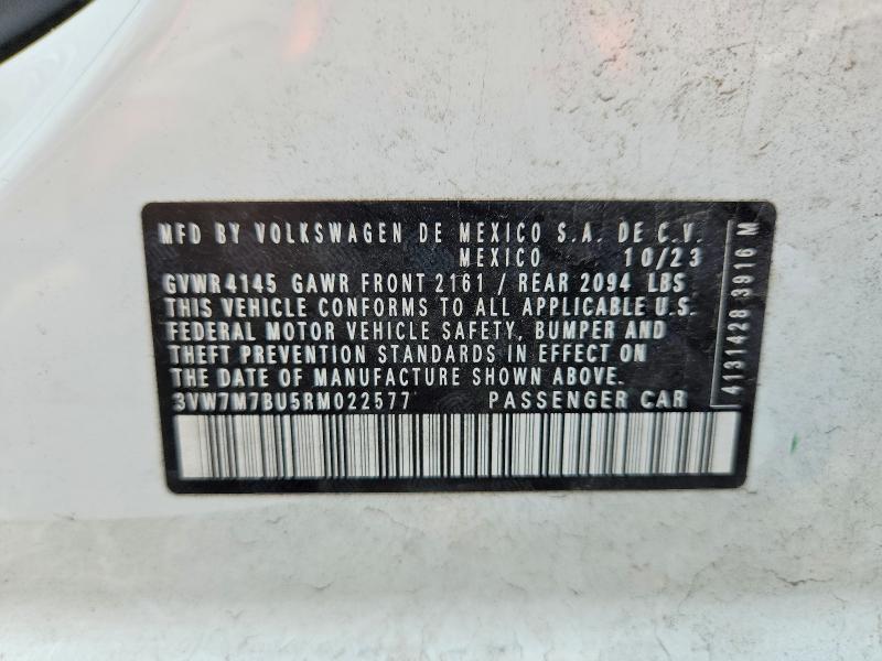 Aukcja sprzedaży 2024 Volkswagen Jetta, vin: 3VW7M7BU5RM022577, numer aukcji: 64205976