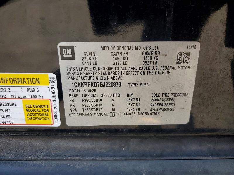 2016 Gmc Acadia მანქანა იყიდება აუქციონზე, vin: 1GKKRPKD7GJ220879, აუქციონის ნომერი: 64793276