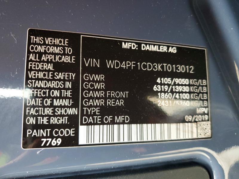 Продажа на аукционе авто 2019 Mercedes-benz Sprinter, vin: WD4PF1CD3KT013012, номер лота: 63378096