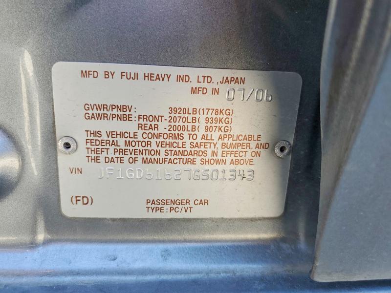 Продажа на аукционе авто 2007 Subaru Impreza, vin: JF1GD61627G501343, номер лота: 67139086