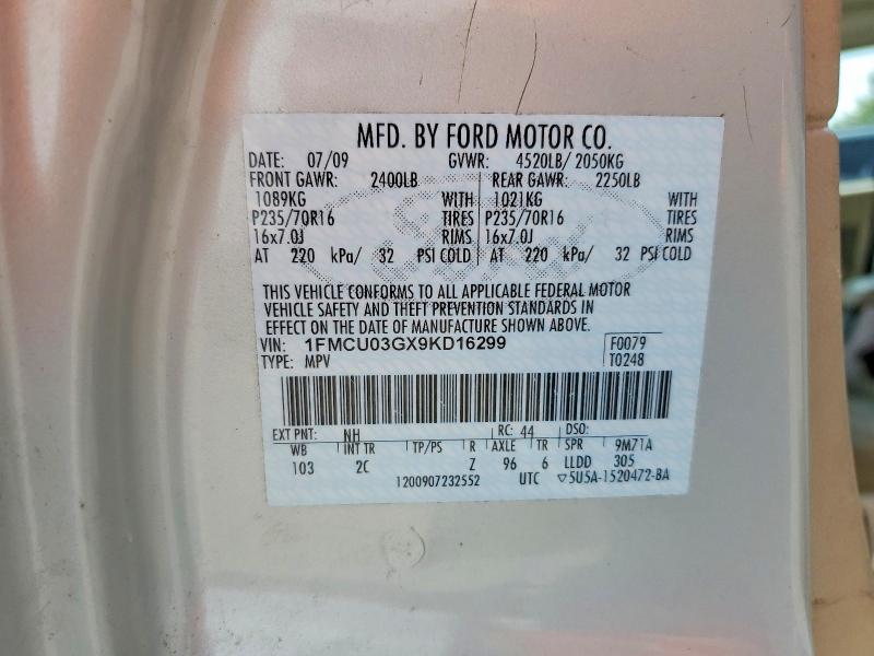 64046336 :رقم المزاد ، 1FMCU03GX9KD16299 vin ، 2009 Ford Escape مزاد بيع