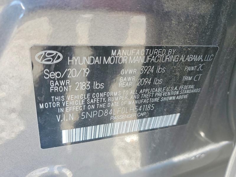 2020 Hyundai Elantra მანქანა იყიდება აუქციონზე, vin: 5NPD84LF0LH541185, აუქციონის ნომერი: 62287416