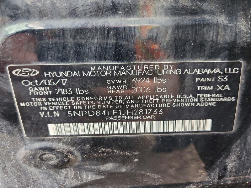 2018 Hyundai Elantra მანქანა იყიდება აუქციონზე, vin: 5NPD84LF1JH281733, აუქციონის ნომერი: 64395386