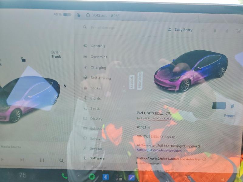 Продажа на аукционе авто 2019 Tesla Model 3, vin: 5YJ3E1EB7KF392770, номер лота: 65884236