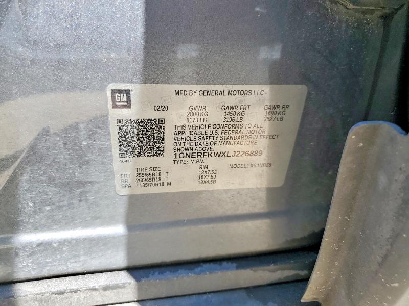 Aukcja sprzedaży 2020 Chevrolet Traverse, vin: 1GNERFKWXLJ226889, numer aukcji: 64439106