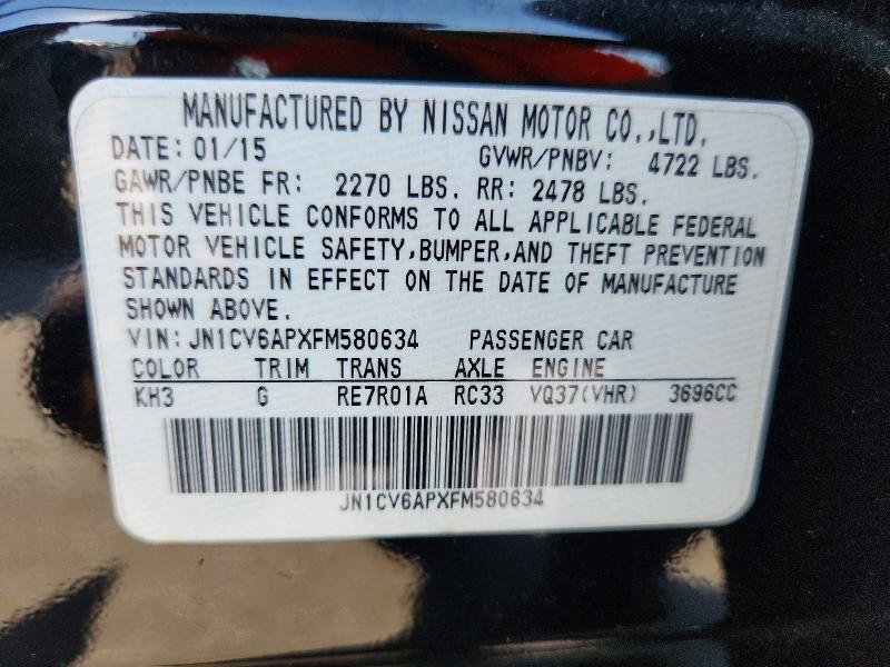 Aukcja sprzedaży 2015 Infiniti Q40, vin: JN1CV6APXFM580634, numer aukcji: 66381536