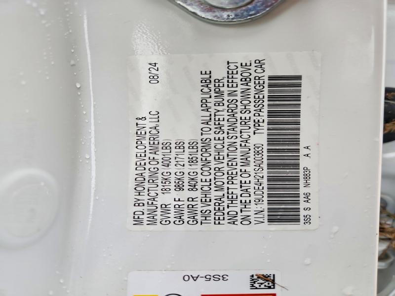 2025 Acura Integra მანქანა იყიდება აუქციონზე, vin: 19UDE4H21SA003830, აუქციონის ნომერი: 64782616