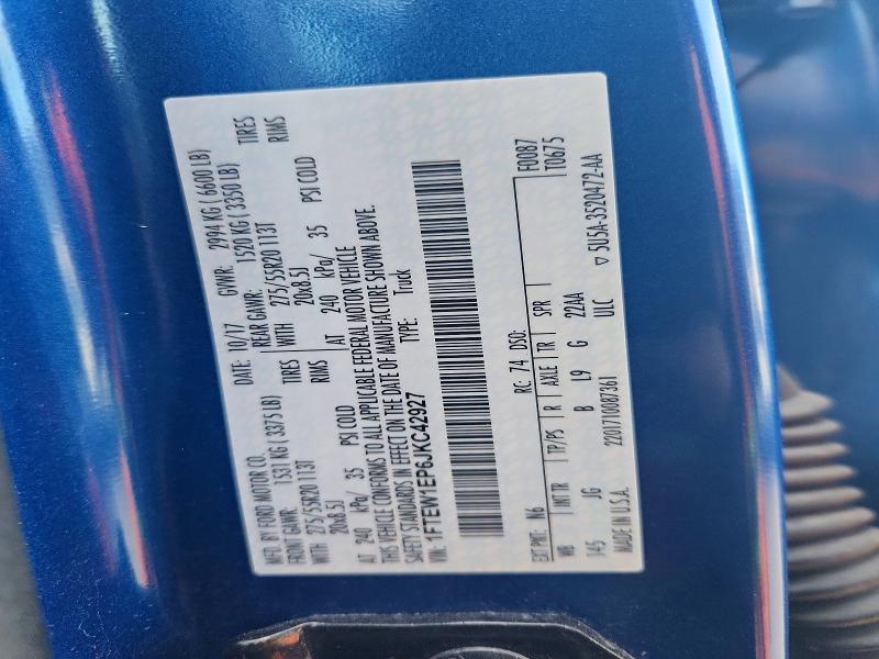 Продаж на аукціоні авто 2018 Ford F150, vin: 1FTEW1EP6JKC42927, номер лоту: 66797356