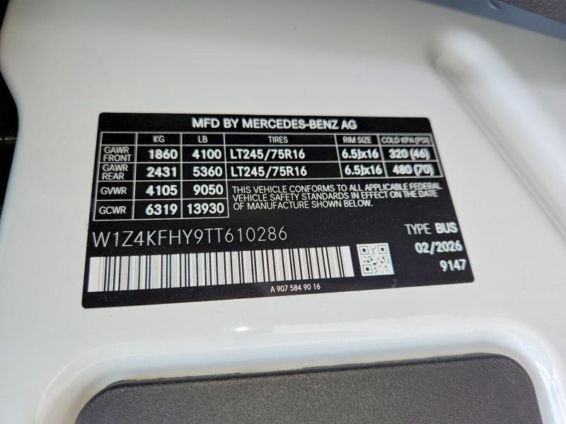 2026 Mercedes-benz Sprinter მანქანა იყიდება აუქციონზე, vin: W1Z4KFHY9TT610286, აუქციონის ნომერი: 64215386