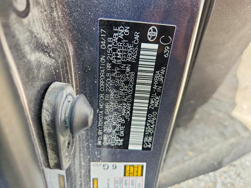 2017 Toyota Prius მანქანა იყიდება აუქციონზე, vin: JTDKARFU7H3042888, აუქციონის ნომერი: 63379936