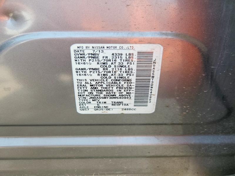 Aukcja sprzedaży 2013 Nissan Rogue, vin: JN8AS5MT3DW540983, numer aukcji: 64042356