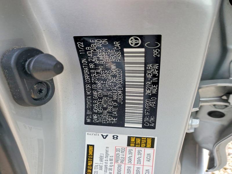 67447166 :رقم المزاد ، JTDBCMFE7P3003237 vin ، 2023 Toyota Corolla Hybrid مزاد بيع