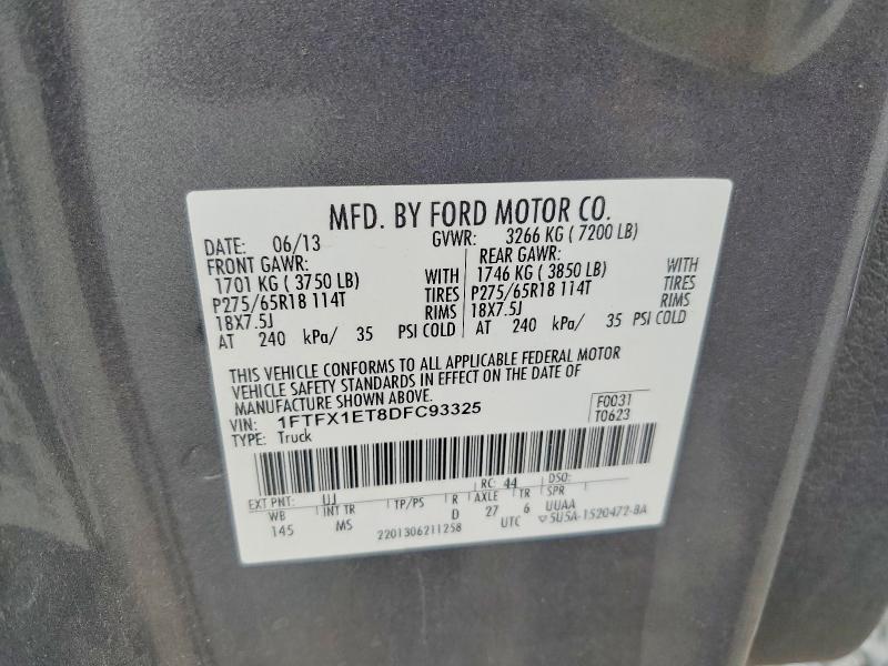 65652976 :رقم المزاد ، 1FTFX1ET8DFC93325 vin ، 2013 Ford F150 مزاد بيع
