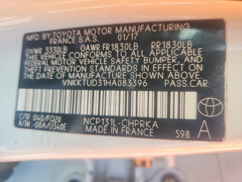 Продажа на аукционе авто 2017 Toyota Yaris, vin: VNKKTUD31HA083396, номер лота: 66583216