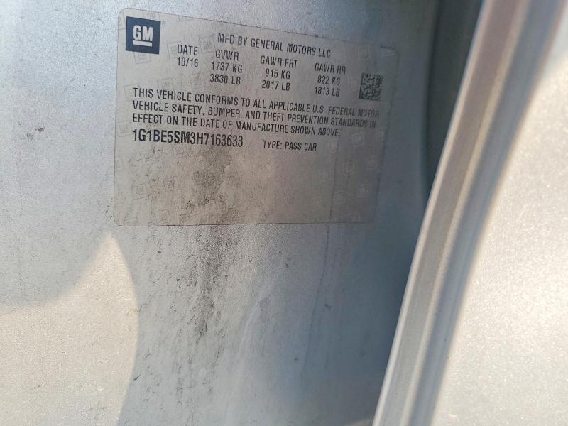 62465206 :رقم المزاد ، 1G1BE5SM3H7163633 vin ، 2017 Chevrolet Cruze مزاد بيع