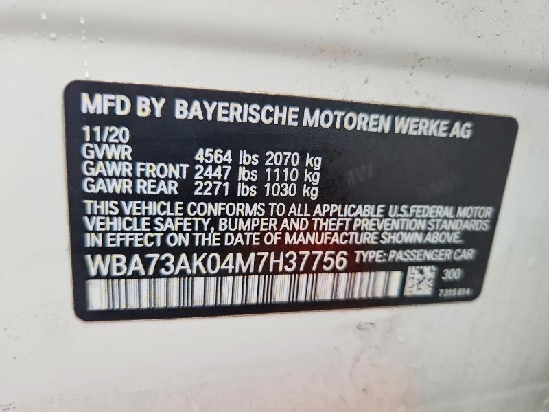 63102816 :رقم المزاد ، WBA73AK04M7H37756 vin ، 2021 Bmw 228xi مزاد بيع