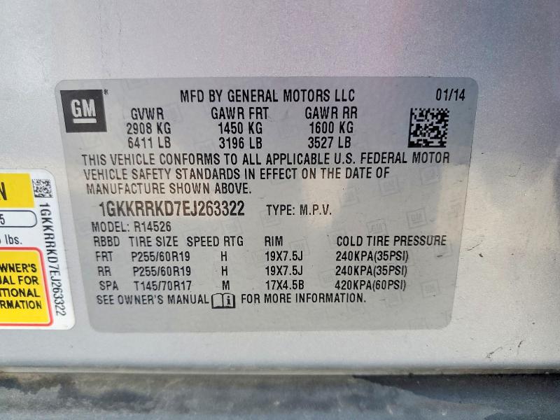 2014 Gmc Acadia მანქანა იყიდება აუქციონზე, vin: 1GKKRRKD7EJ263322, აუქციონის ნომერი: 64515556