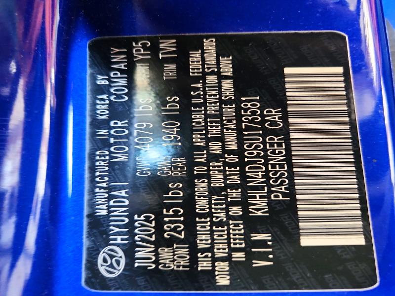 65625396 :رقم المزاد ، KMHLN4DJ9SU173581 vin ، 2025 Hyundai Elantra مزاد بيع