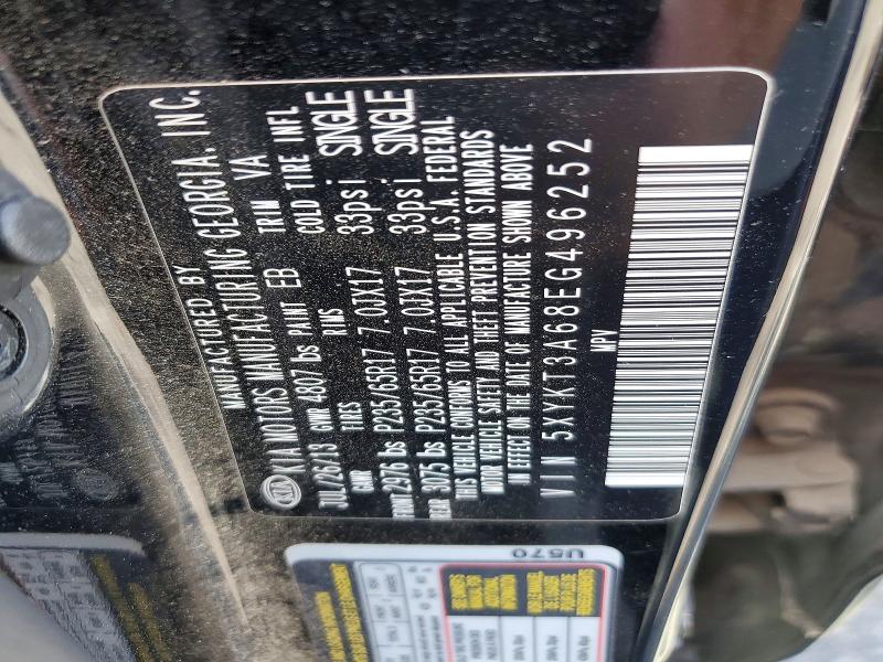 64662326 :رقم المزاد ، 5XYKT3A68EG496252 vin ، 2014 Kia Sorento مزاد بيع