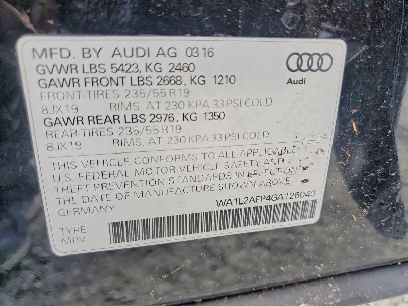 Продажа на аукционе авто 2016 Audi Q5, vin: WA1L2AFP4GA126040, номер лота: 64669166