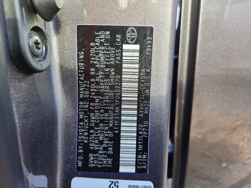 66945086 :رقم المزاد ، 4T1F31AK1PU602279 vin ، 2023 Toyota Camry مزاد بيع